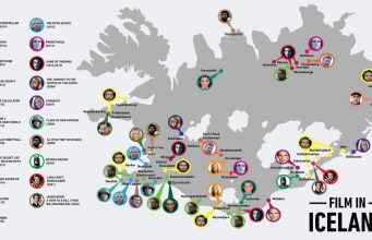 This map shows the filming locations of flicks mounted in Iceland