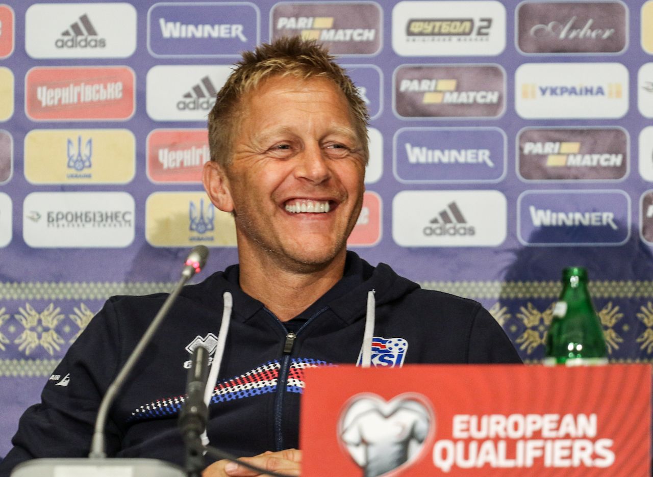 Heimir Hallgrimsson at a FIFA World Cup qualifying 2018