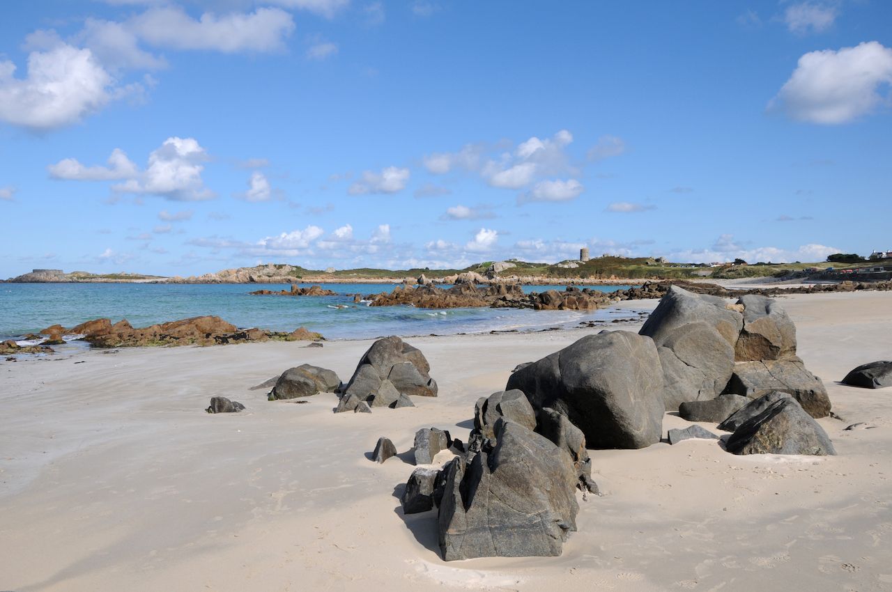 Martello Tower on the coast at Anchor Bay, Guernsey